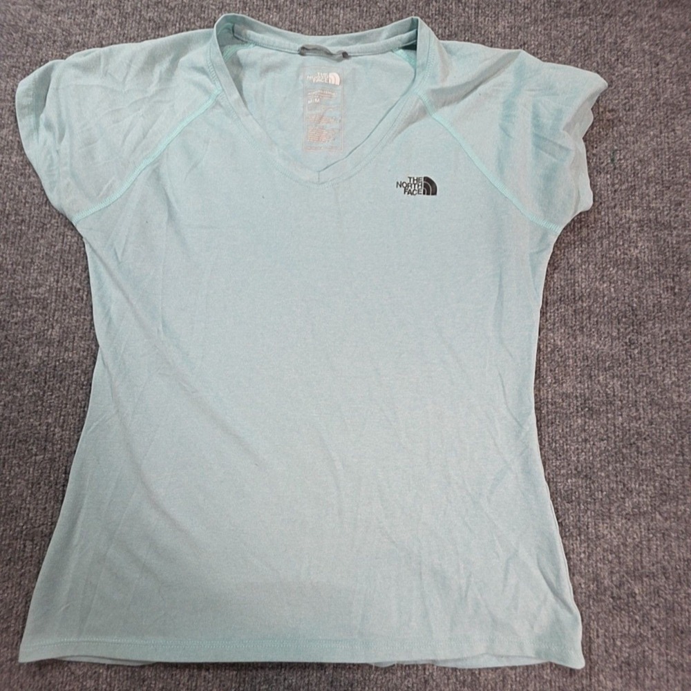 The North Face Shirt Womens Medium Blue V Neck Short Sleeve Athletic Top
